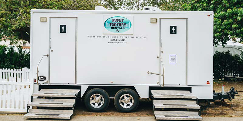 Luxury porta potty rentals near Caruthers CA at outdoor event.